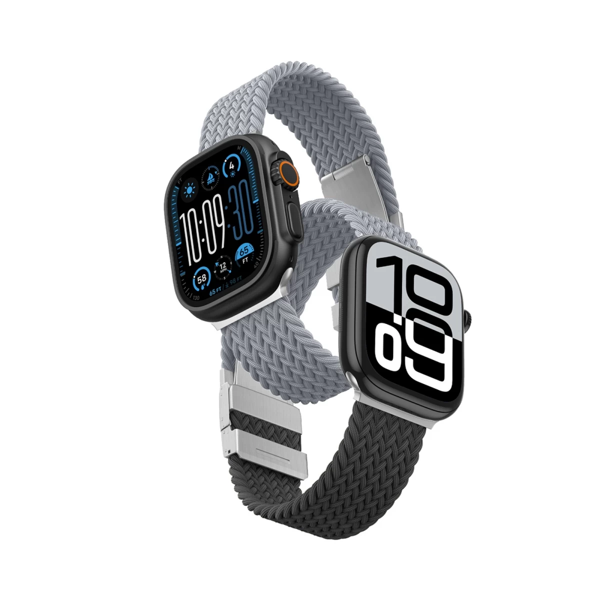 2 „apple Watch“ 45/46/49 Mm „blend Band“ Dirželių Rinkinys – Pilkai Juodas / Pilkas