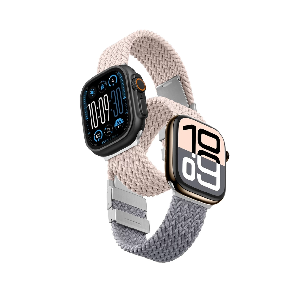 2 Dirželių Rinkinys, Skirtas apple Watch 42 Mm Mišriai Apyrankei - Rausvai Pilkas / Rausvas