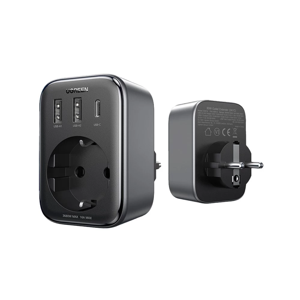 2-in-1 Es įkroviklis Kintamosios Srovės Adapteris 13a 2x Usb-c 30w Es Kištukas Juodas 2-in-1 Es įkroviklis Kintamosios Srovės Adapteris 13a 2x Usb-c 30w Es Kištukas Juodas