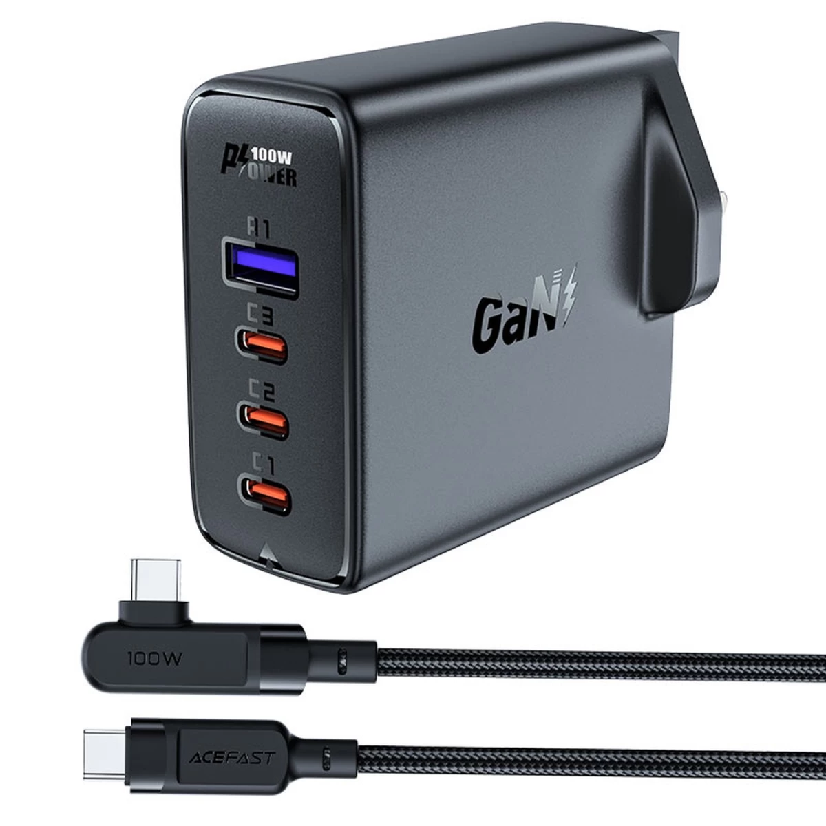 2-in-1 Kabelis Ir Greitasis įkroviklis Gan Angliškas Kištukas Uk 100w Pd 3x Usb-c Usb Juodas 2-in-1 Kabelis Ir Greitasis įkroviklis Gan Angliškas Kištukas Uk 100w Pd 3x Usb-c Usb Juodas