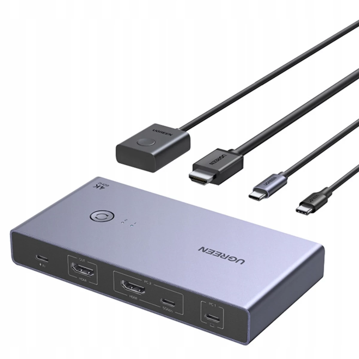 2 Kompiuterių 1 Monitoriaus Kvm Jungiklis Usb-c Hdmi 4k 60hz - Pilkas