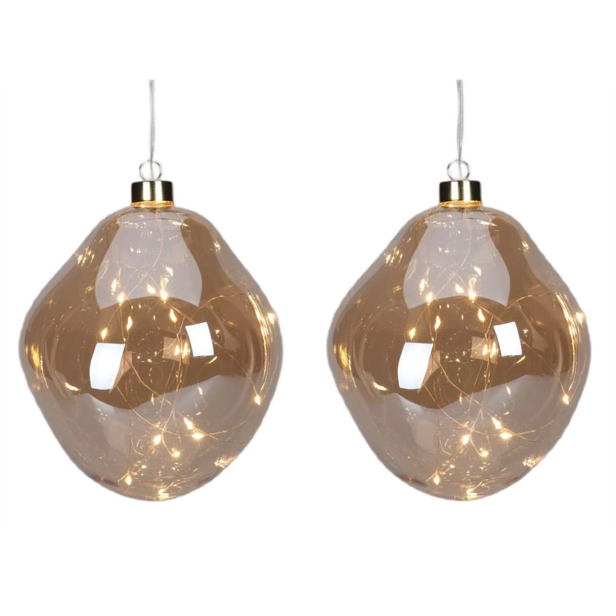 2 Vnt. Stiklo Lašas 12 Cm Aukso Spalvos