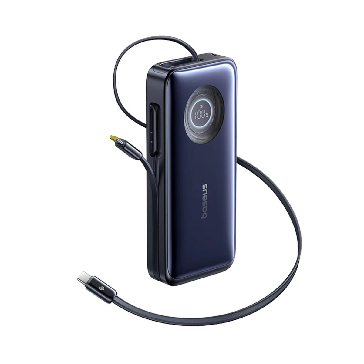 20000 Mah, 100 W Išorinis Akumuliatorius Su Suskleidžiamais Usb-c Kabeliais – Juodas