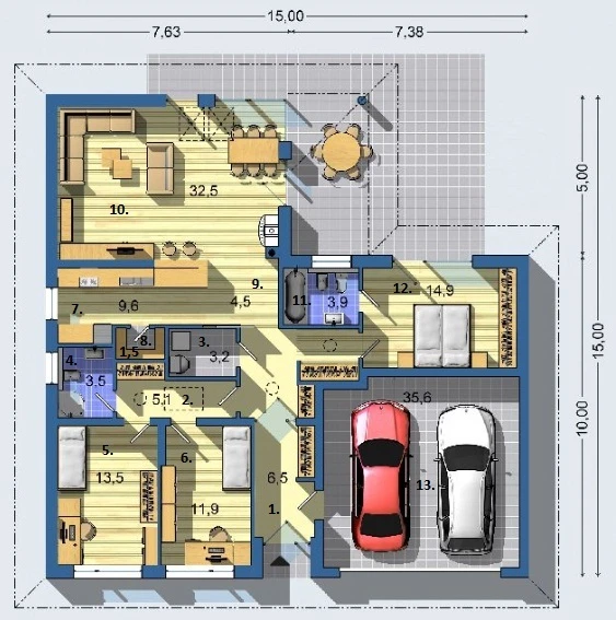 Vieno aukšto namo projektas Sofija