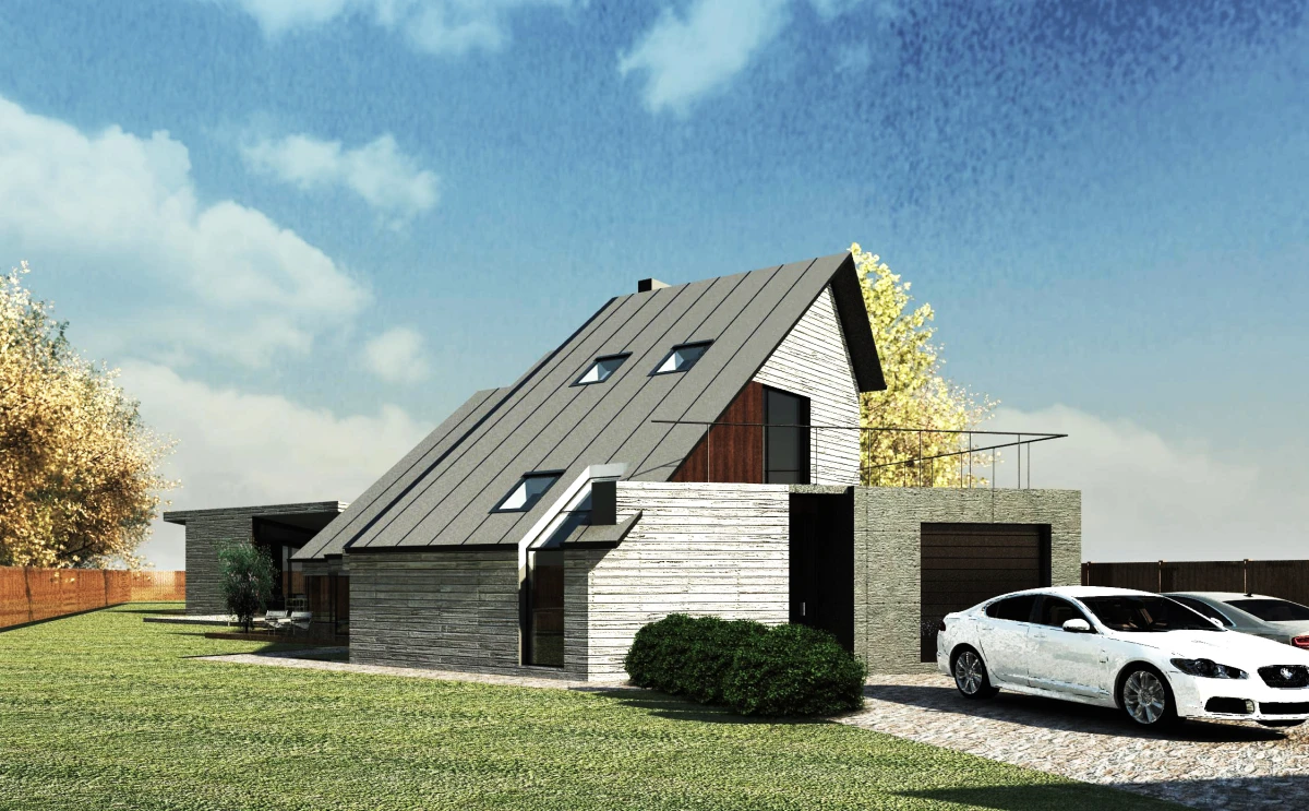 Saulės energijos kolektorių namo projektas Saulenė
