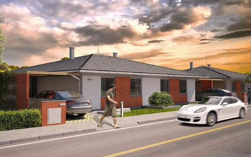 Vieno aukšto dvibučio namo projektas Bilvina