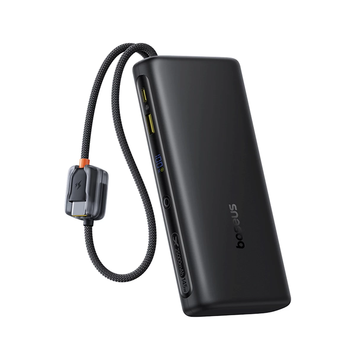 25000 Mah 145w Maitinimo Bankas Su Ekranu Ir Integruotu Usb-c Kabeliu - Juodas