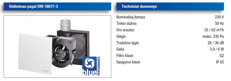 MAICO ER60 GVZC EC ištraukimo ventiliatorius