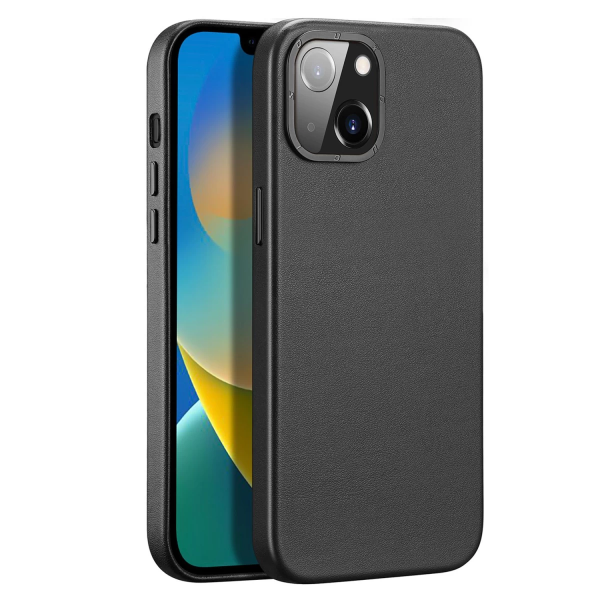 Dux Ducis Grit Odinis Dėklas Iphone 14 Plus Elegantiškas Dirbtinės Odos Dangtelis (suderinamas Su Magsafe), Juodas