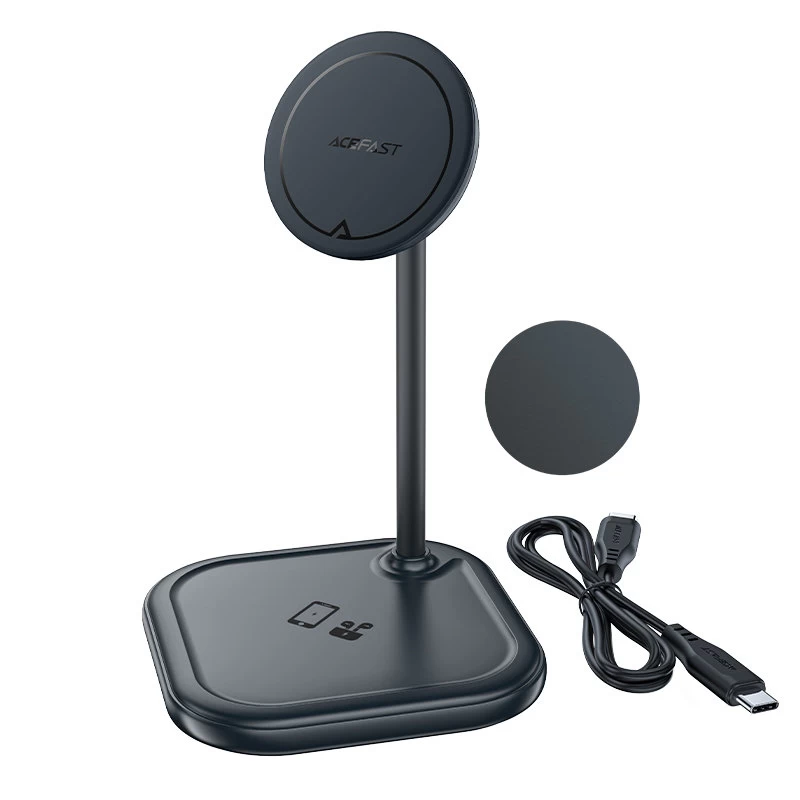 2in1 15w Qi Belaidis įkroviklis Ir Stovas iphone Ir apple Airpods E6, Juodas
