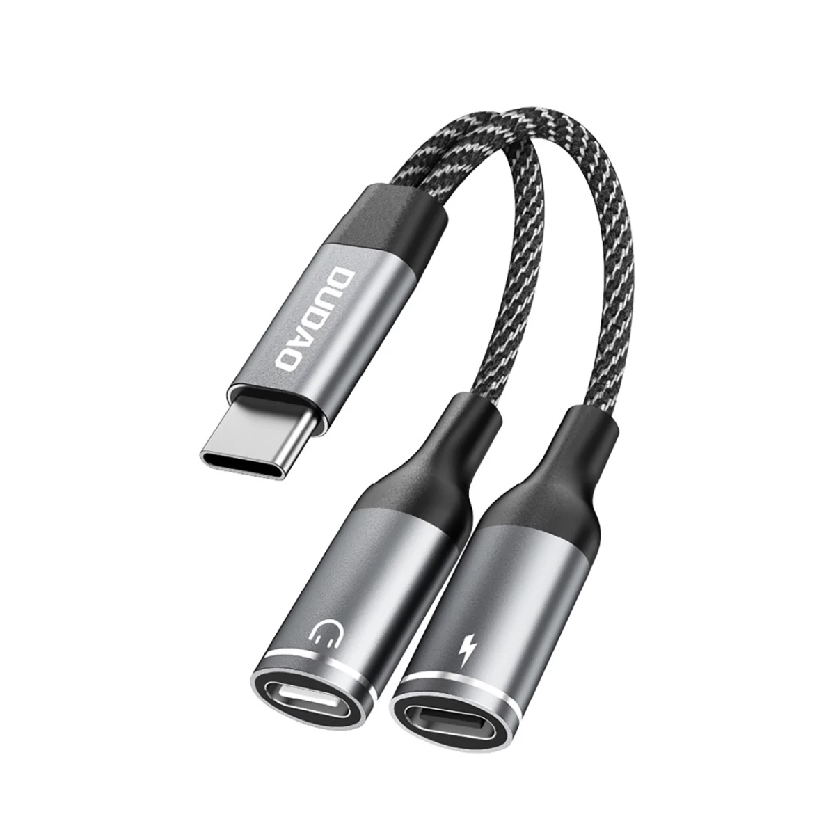 2in1 Adapterio Daliklis Usb-c Maitinimui Ir Ausinėms - Pilkas 2in1 Adapterio Daliklis Usb-c Maitinimui Ir Ausinėms - Pilkas