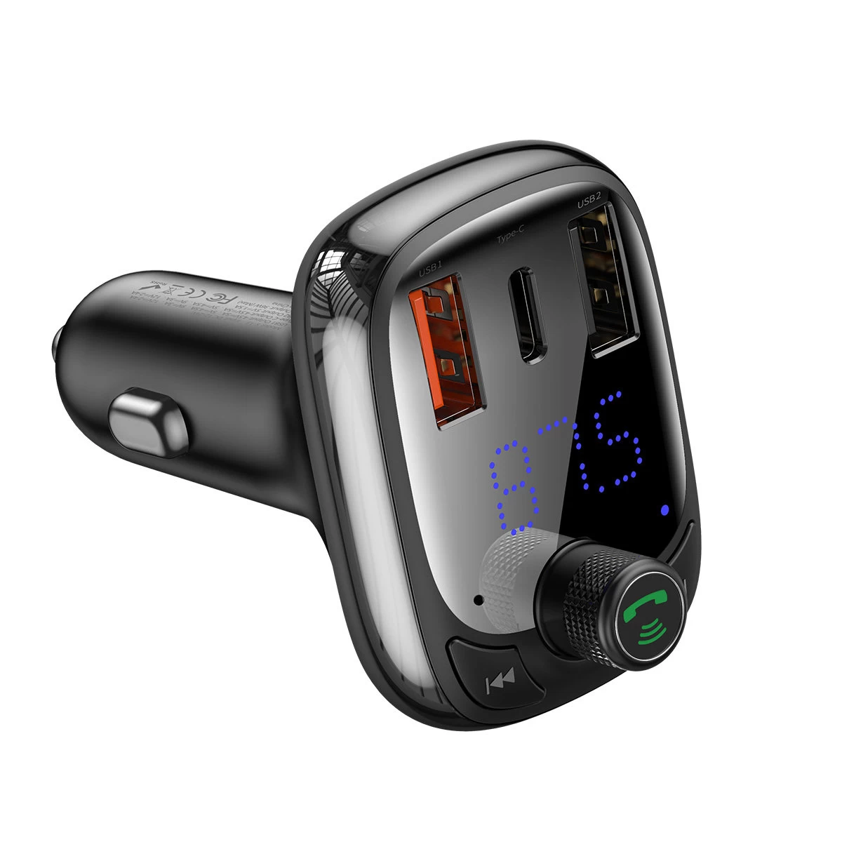 2in1 bluetooth Siųstuvas + įkroviklis Automobiliui S-13 Overseas Edition Juodas
