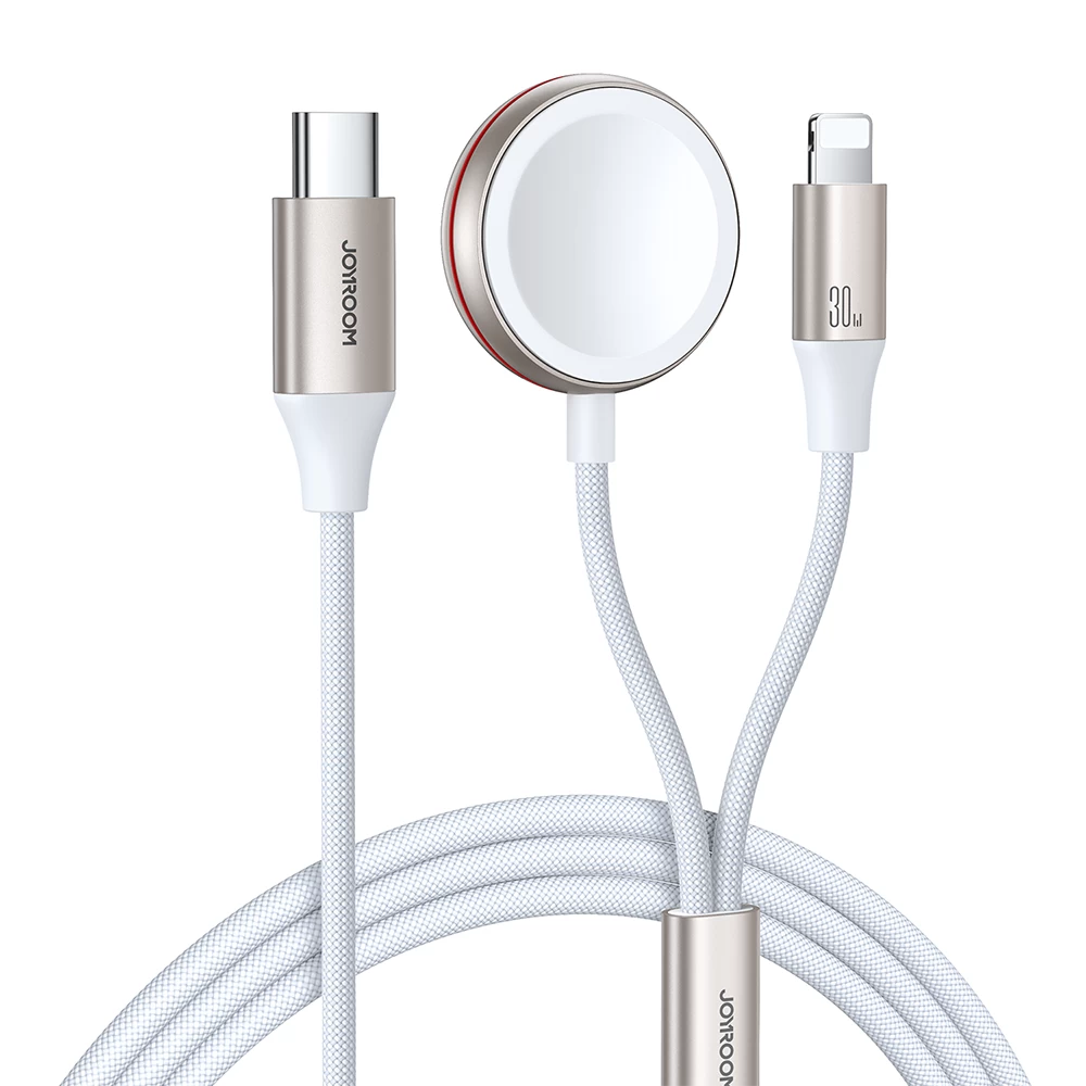 2in1 lightning Laidas iphone Ir Indukcinis įkroviklis apple Watch Usb-c 1,5 M Baltas