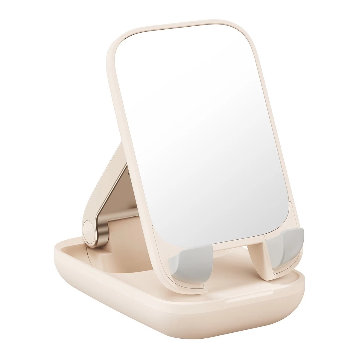 2in1 Reguliuojamas Telefono Stovas Su Veidrodžiu seashell Series, Smėlio Spalvos