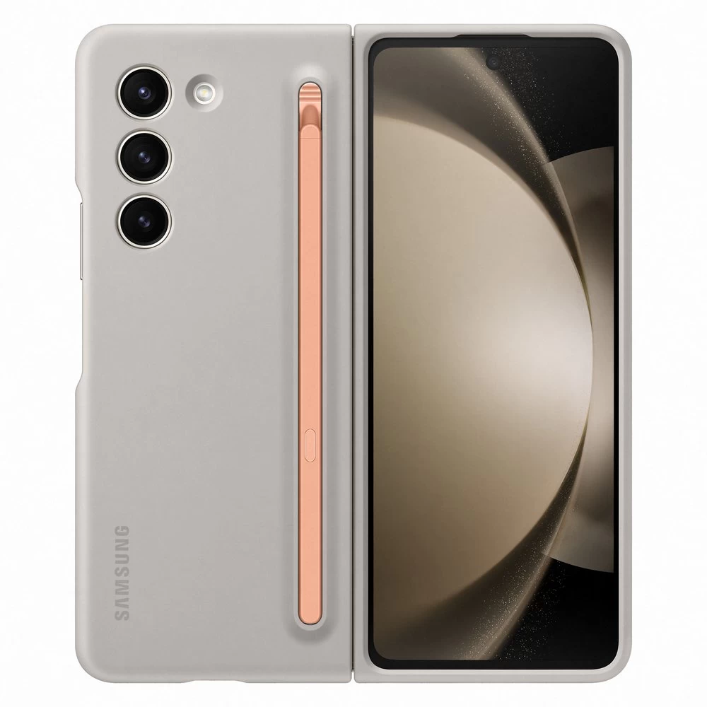 2in1 Silikoninis Dėklas Galaxy Z Fold 5 + Rašiklis Slim Case Beige