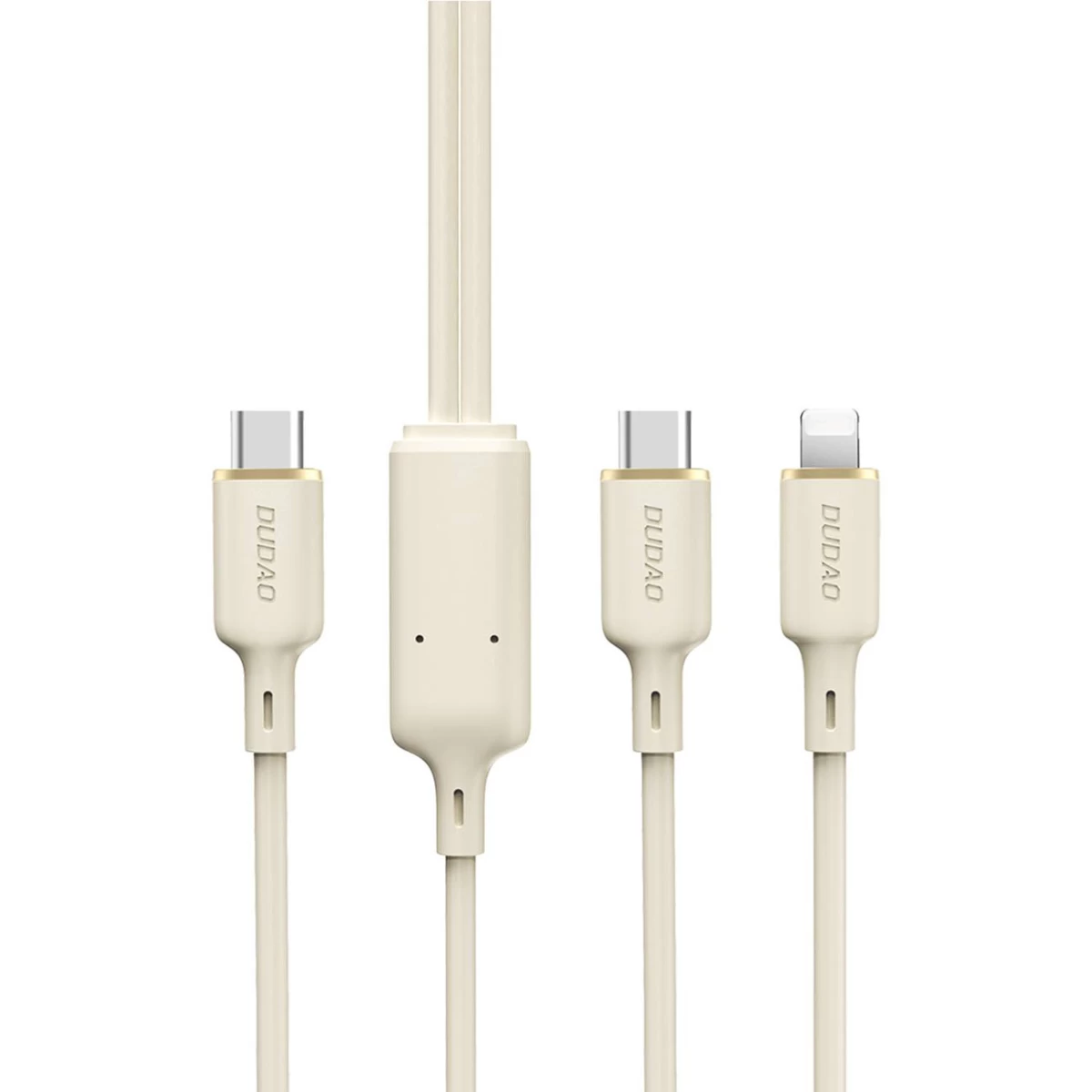 2in1 Sustiprintas Kabelis Sr Usb-c - Usb-c / Lightning 100w 1,2 M Smėlio Spalvos