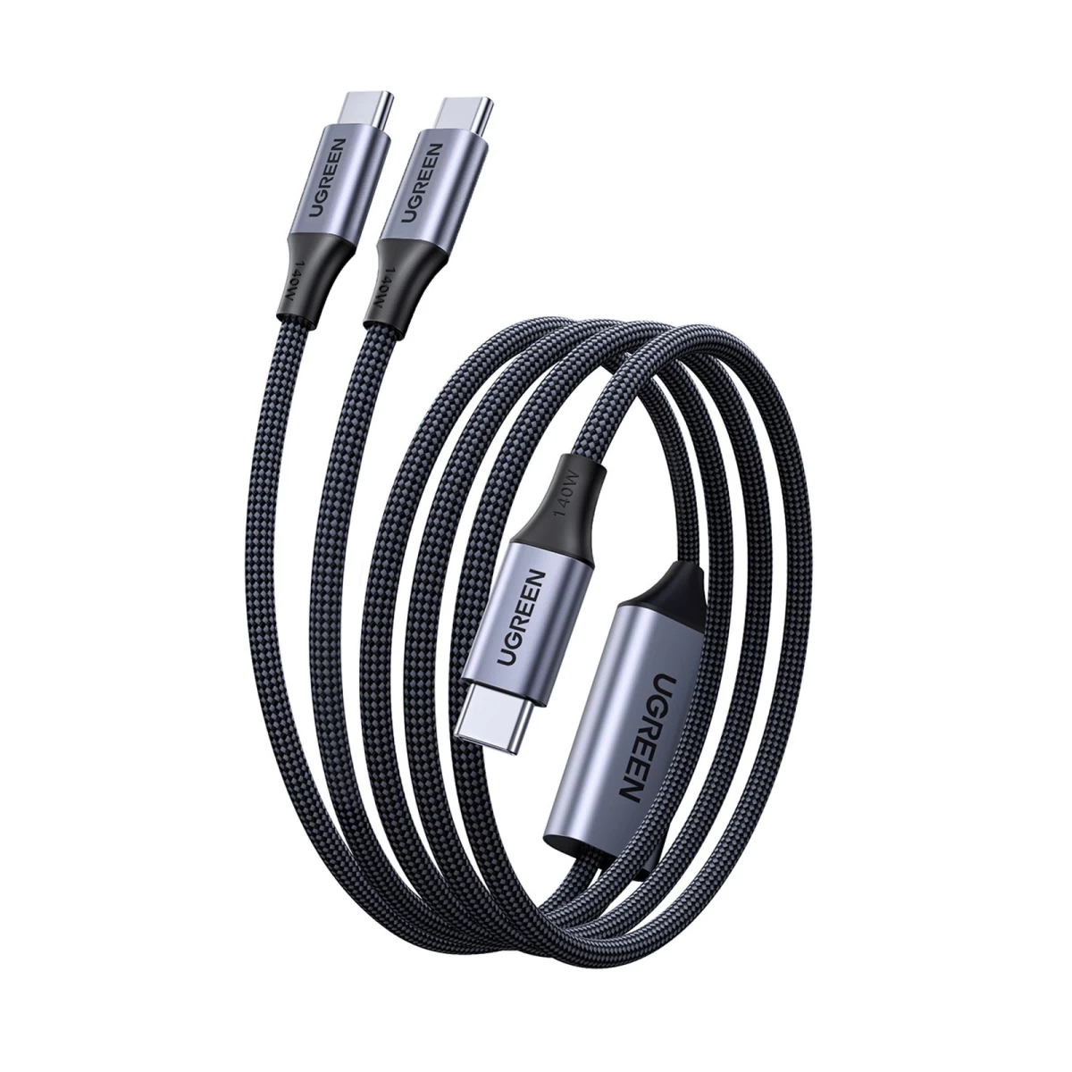 2in1 Usb-c Greitojo įkrovimo Kabelis - 2xusb-c Pd 140w 2 M - Juodas