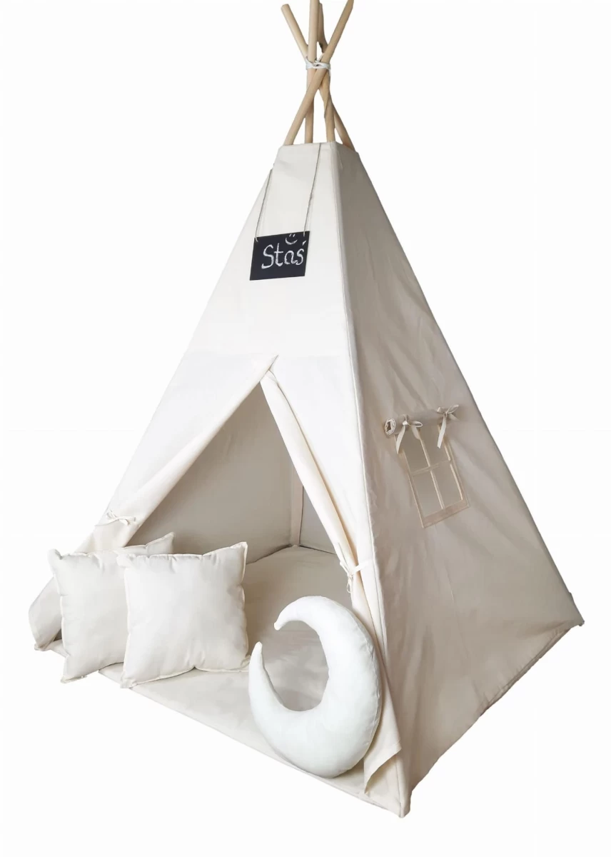 Palapinė Teepee Kreminės Pagalvėlės Kilimėlis Lėkštelė Personalizavimas