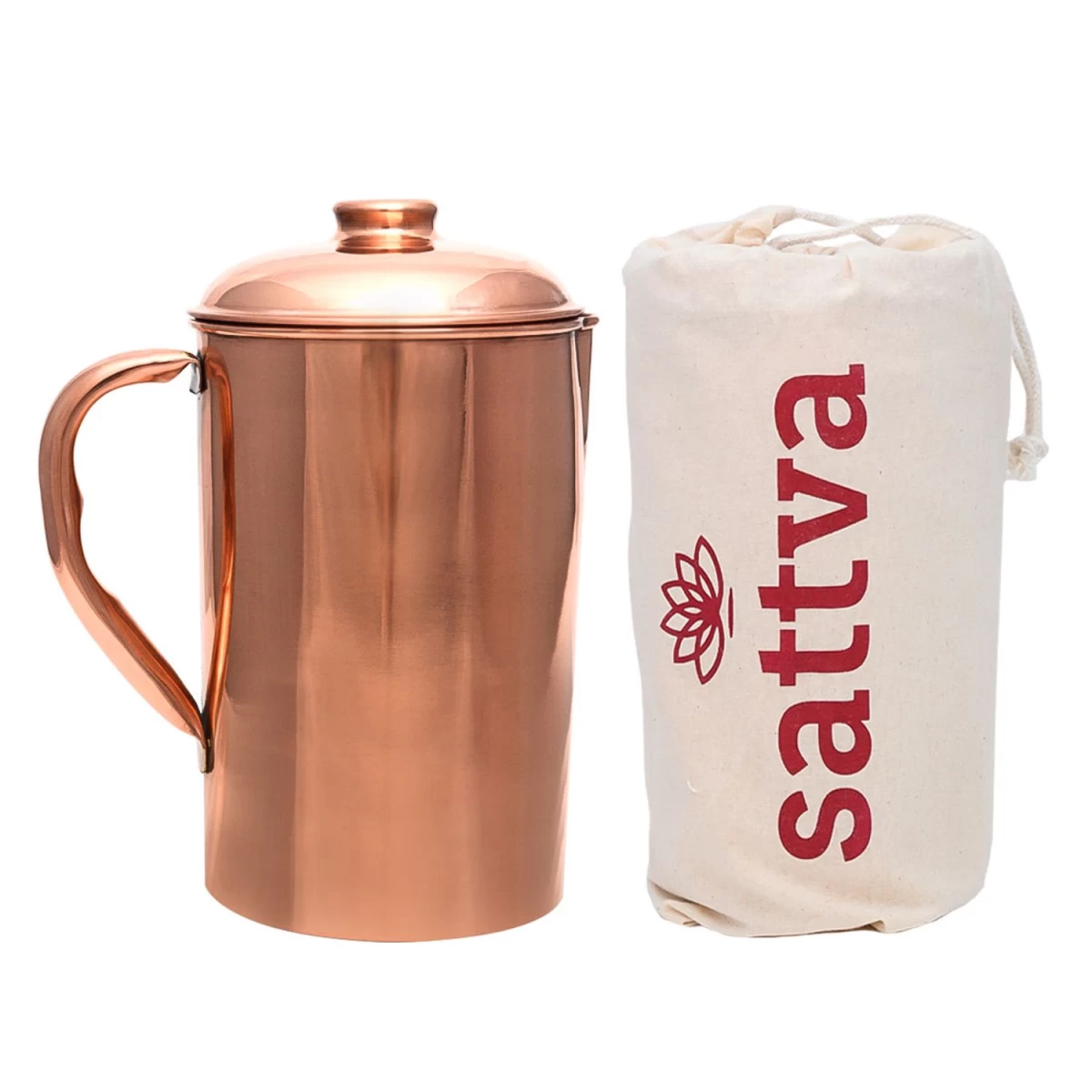 Sattva Copper Smooth Plain Jug, 1250ml.