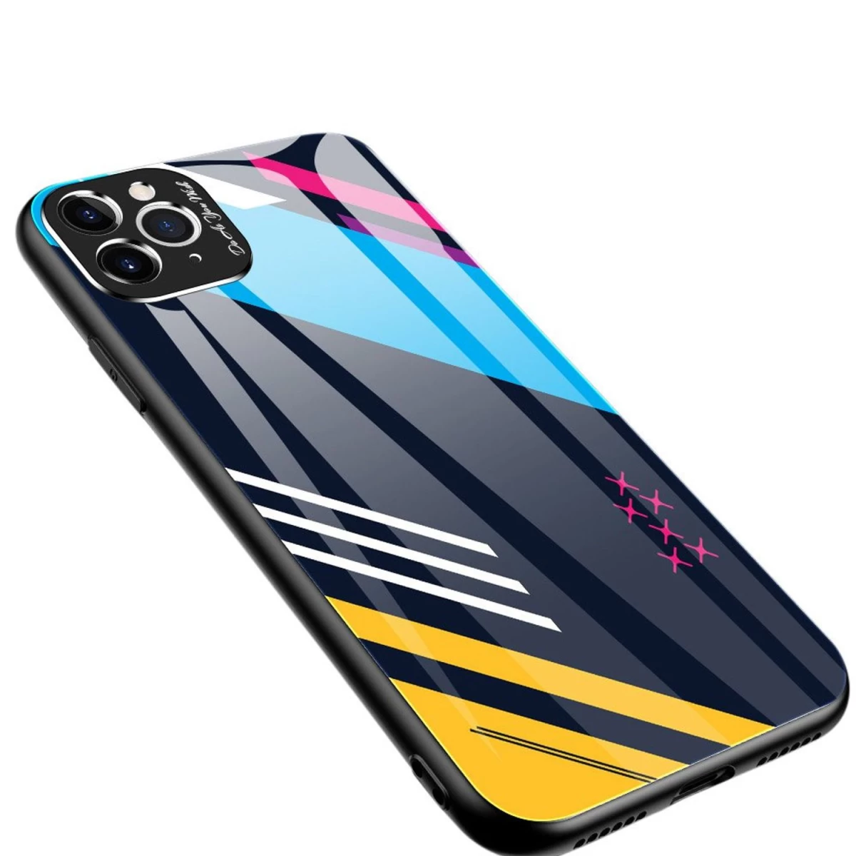 Spalvoto Stiklo Dėklas Grūdinto Stiklo Dėklas Su Kameros Dangteliu iphone 11 Pro Max Modelis 2