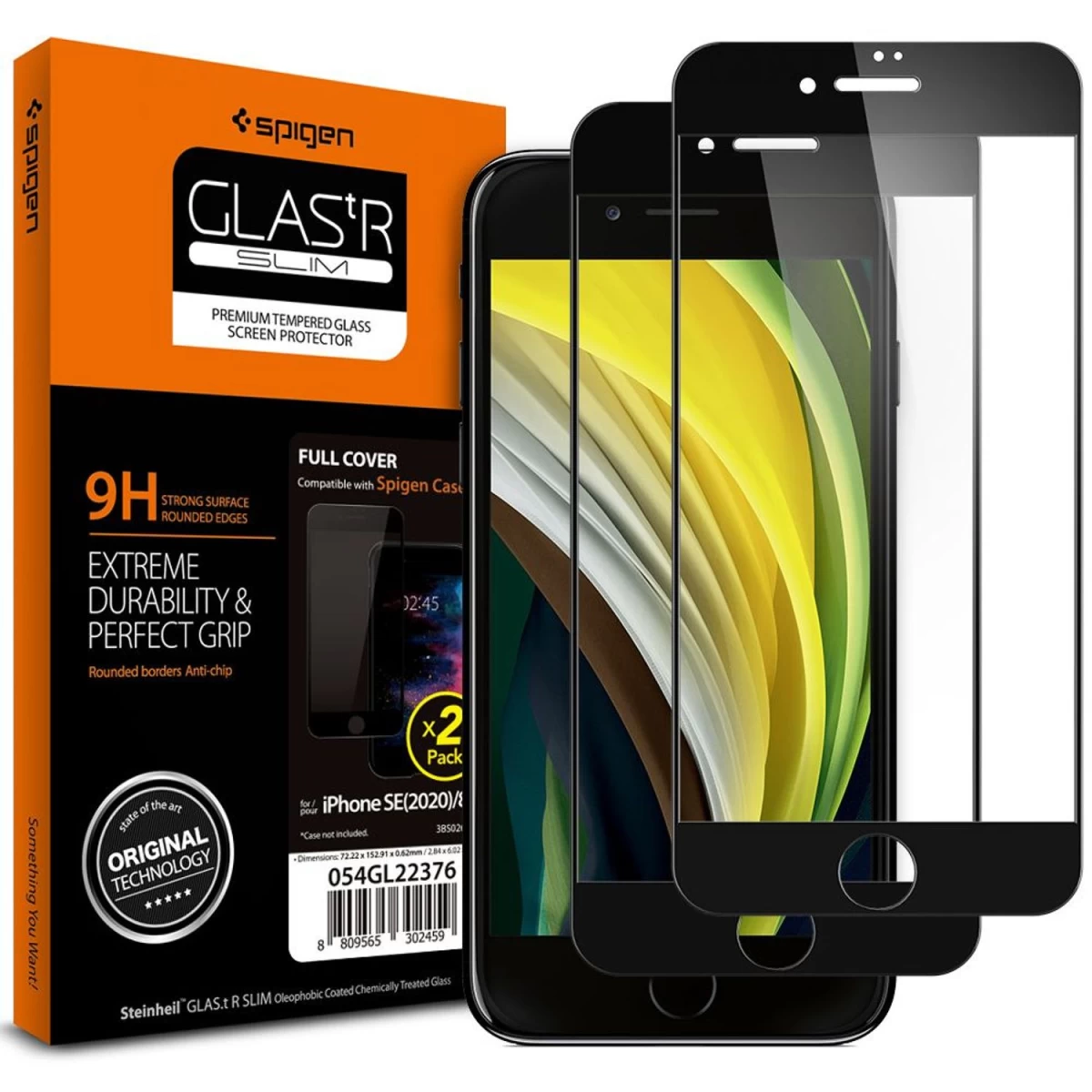 Spigen Glass Fc Grūdintas Stiklas Iphone 7 / 8 / Se 2020 / 2022 - Juodas 2 Vnt.