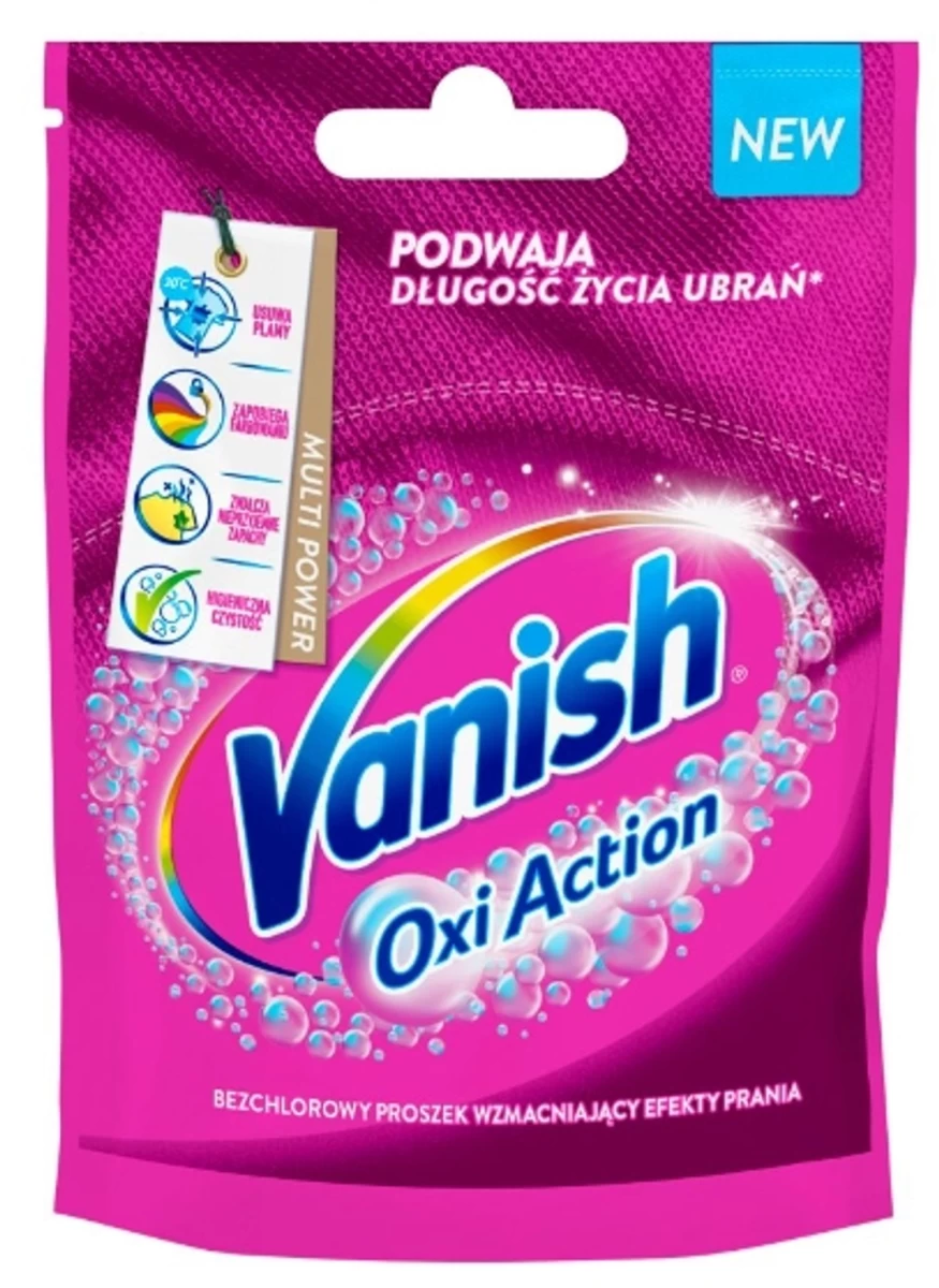 vanish Oxi Action Rausvos Spalvos Dėmių Valiklis Spalvotiems Audiniams, 30 G.