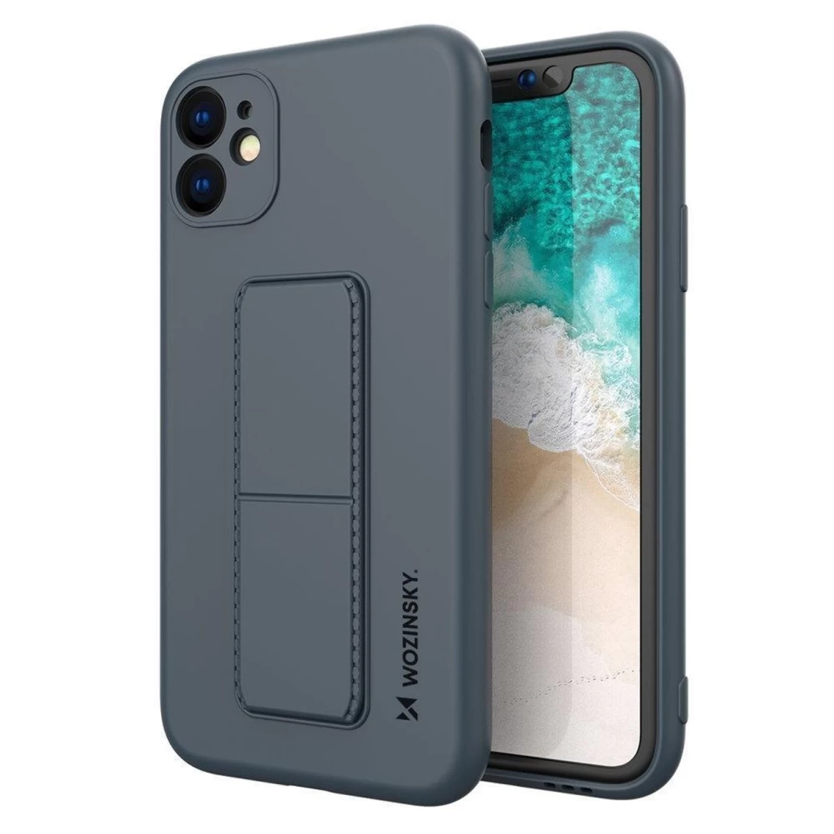 Wozinsky Kickstand Case Silikoninis Dėklas Su Stovu Iphone 11 Pro Max Tamsiai Mėlynas