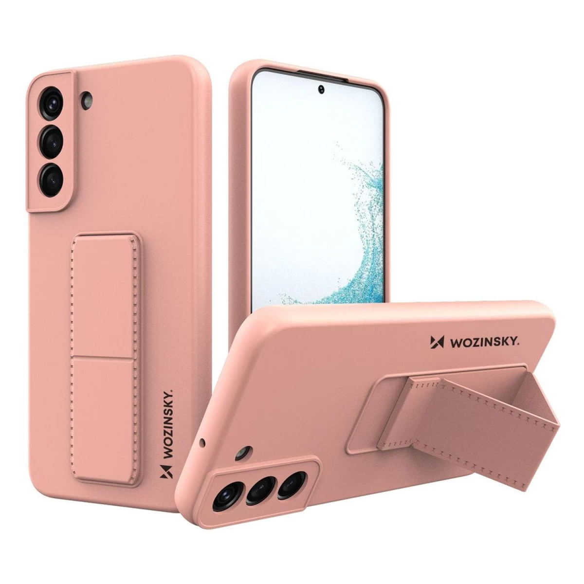 Wozinsky Kickstand Silikoninis Dėklas Samsung Galaxy S22+ Rožinės Spalvos