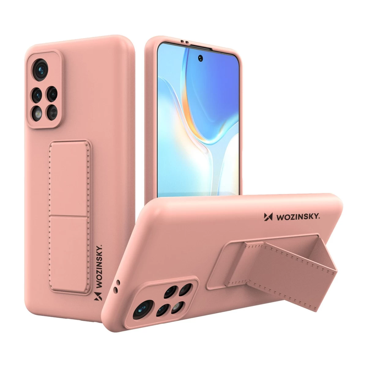 Wozinsky Kickstand Silikoninis Dėklas, Skirtas Xiaomi Poco M4 Pro 5g Pink