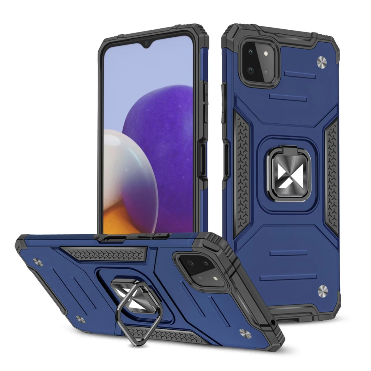 Wozinsky Ring Armor Hibridinis šarvuotas Dėklas + Magnetinis Laikiklis Samsung Galaxy A22 4g Mėlynas