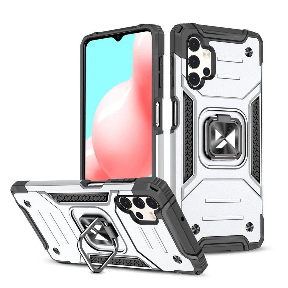 Wozinsky Ring Armor šarvuotas Hibridinis Dėklas + Magnetinis Laikiklis Samsung Galaxy A73 Sidabrinis
