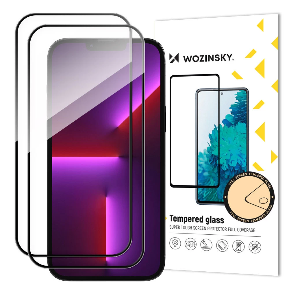 2x Viso Ekrano Grūdinto Stiklo Rinkinys Su Rėmeliu iphone 15 Plus, Juodas