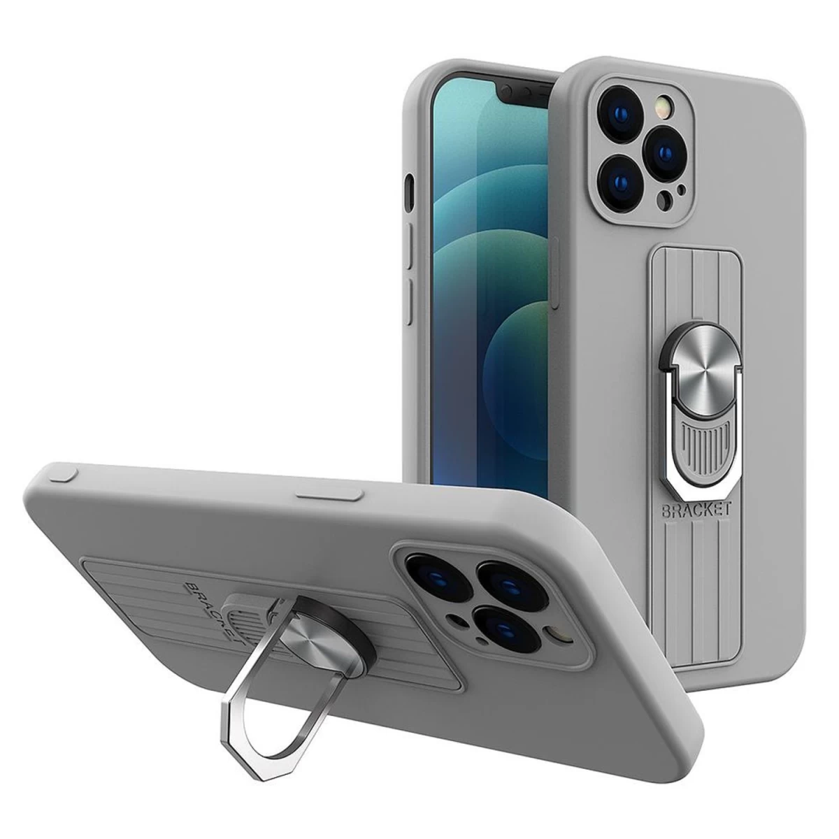 žiedinis Silikoninis Dėklas Su Pirštų Laikikliu Ir Stovu, Skirtas samsung Galaxy A42 5g, Sidabrinės Spalvos