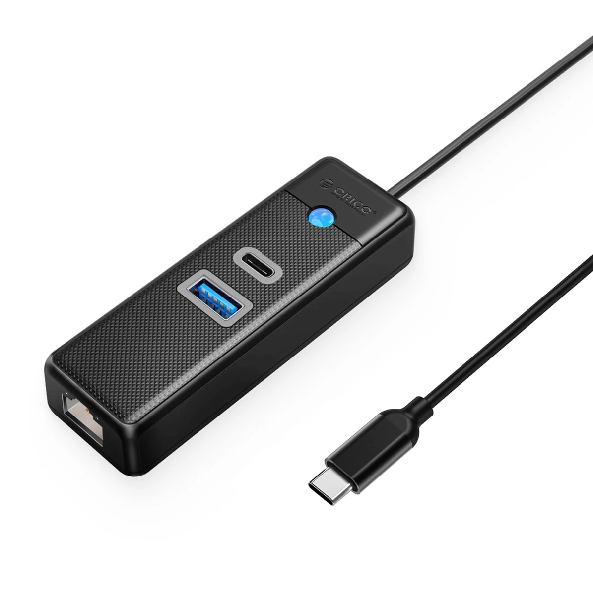3 Prievadų Usb-c – Usb-a – Usb-c – Rj45 Gigabit Ethernet Usb-c Koncentratorius, 1,8 M, Juodos Spalvos