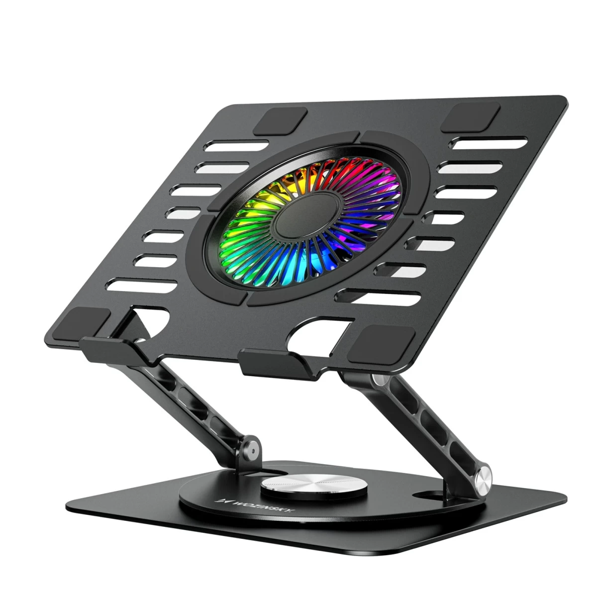 360° Pasukamas Aušinimo Stovas Nešiojamajam Kompiuteriui Ir Planšetiniam Kompiuteriui Su Rgb Apšvietimu – Juodas
