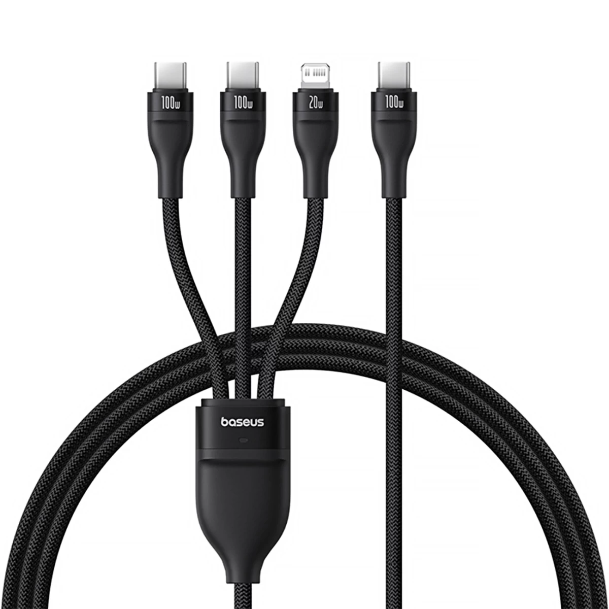 3in1 Flash Cable Series 3 100w Usb-c - 2x Usb-c Iphone Lightning 1,5 M - Juodas