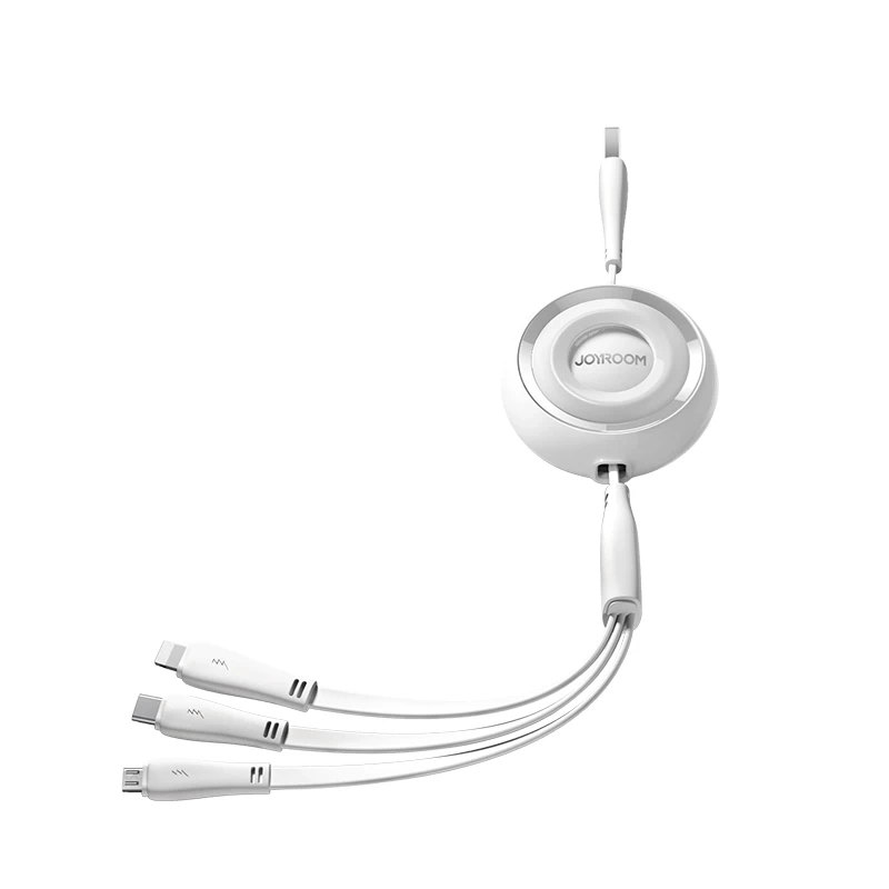 3in1 Spalvingos Serijos Usb-a į Usb-c / iphone Lightning / Microusb Suvyniotas 1 M Ilgio Baltas Kabelis 3in1 Spalvingos Serijos Usb-a į Usb-c / iphone Lightning / Microusb Suvyniotas 1 M Ilgio Baltas Kabelis
