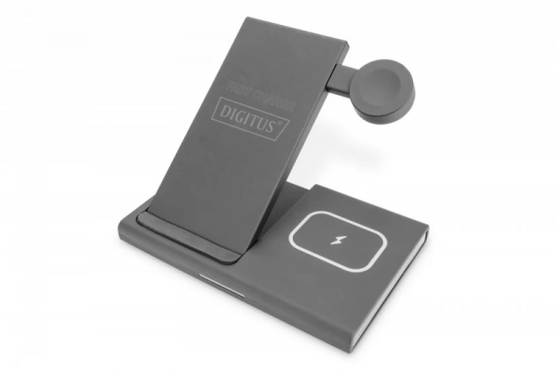 3in1 Sulankstoma Indukcinė įkrovimo Stotelė 15w Magsafe + Qi 1m Usb Juoda