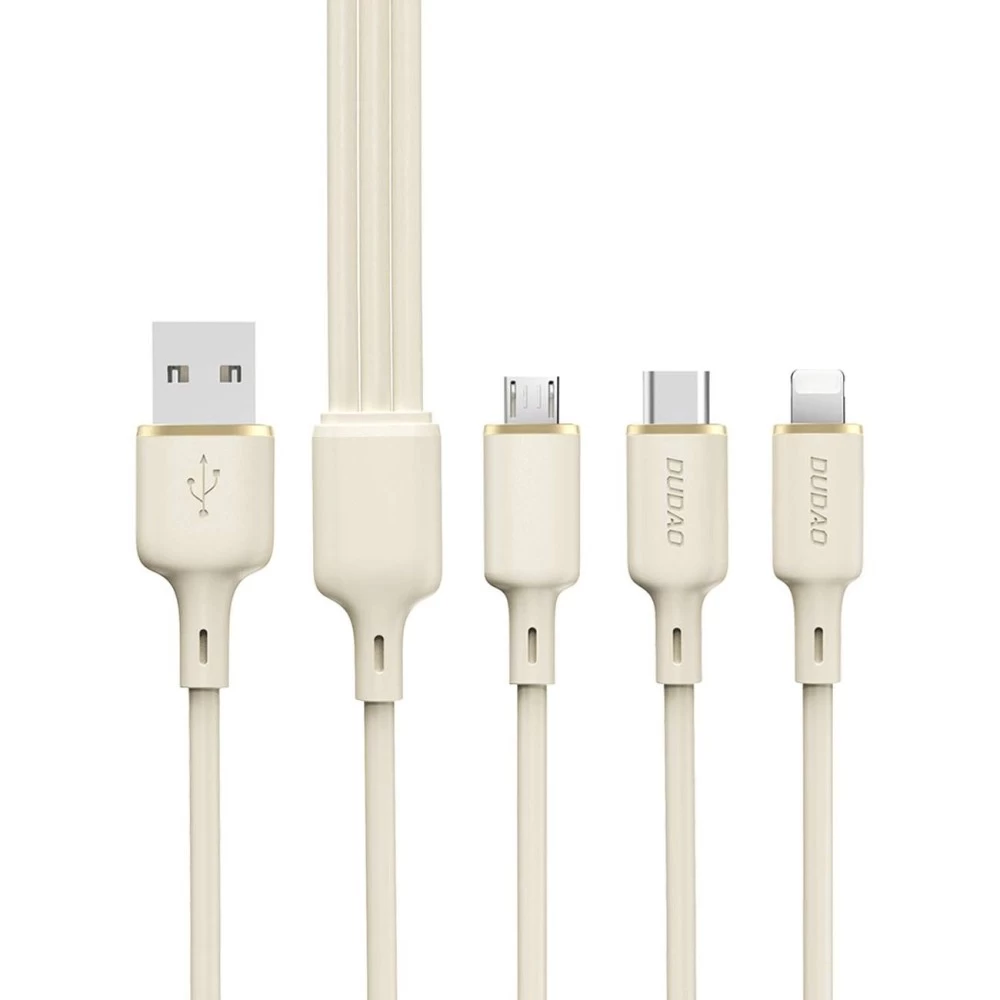 3in1 Sustiprintas Kabelis Sr Usb-a - Usb-c / Lightning / Microusb 66w 1,2 M Smėlio Spalvos 3in1 Sustiprintas Kabelis Sr Usb-a - Usb-c / Lightning / Microusb 66w 1,2 M Smėlio Spalvos