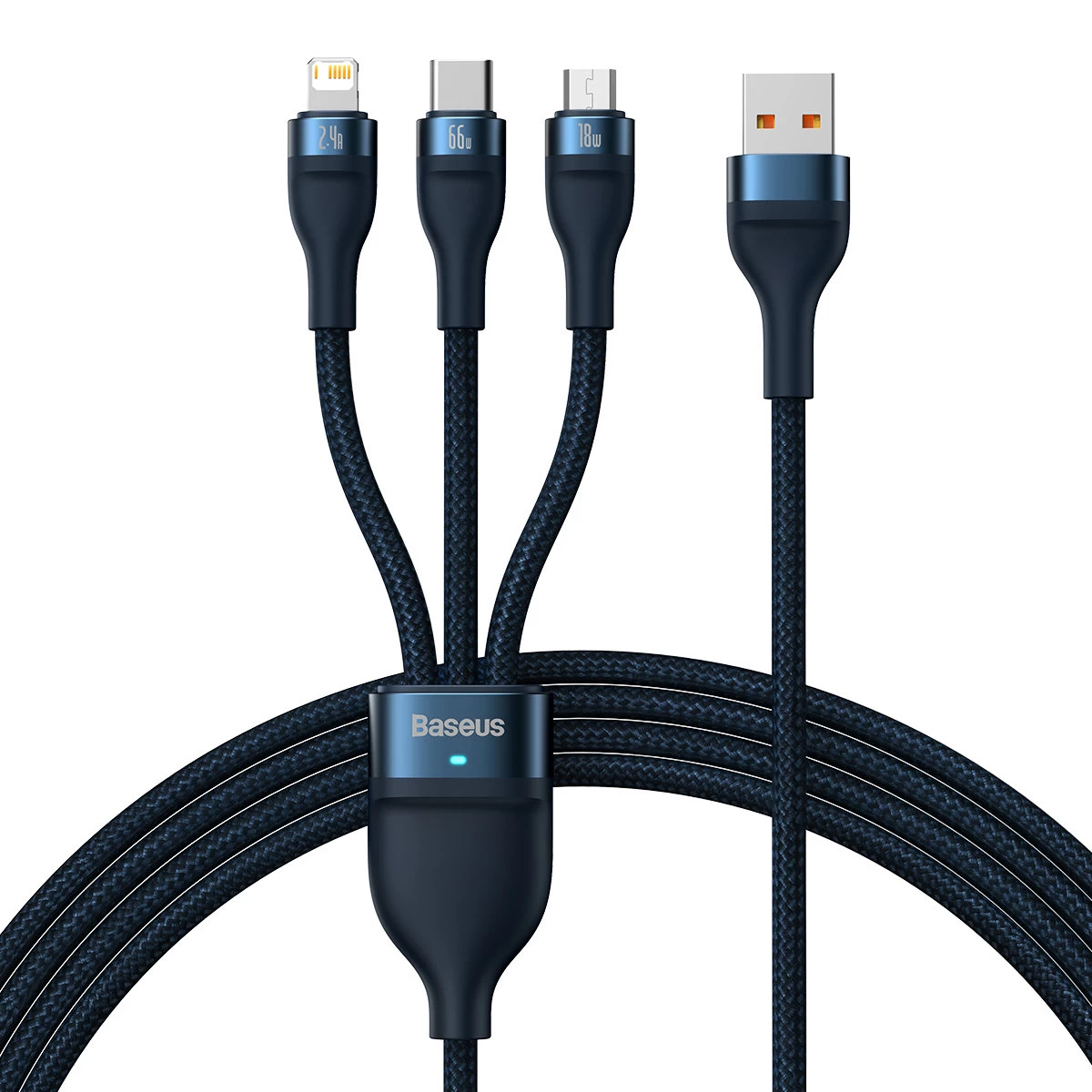 3in1 Usb-a į Usb-c Microusb Lightning Greitojo įkrovimo Kabelis 66w 480mb/s 1,2 M Mėlynas 3in1 Usb-a į Usb-c Microusb Lightning Greitojo įkrovimo Kabelis 66w 480mb/s 1,2 M Mėlynas