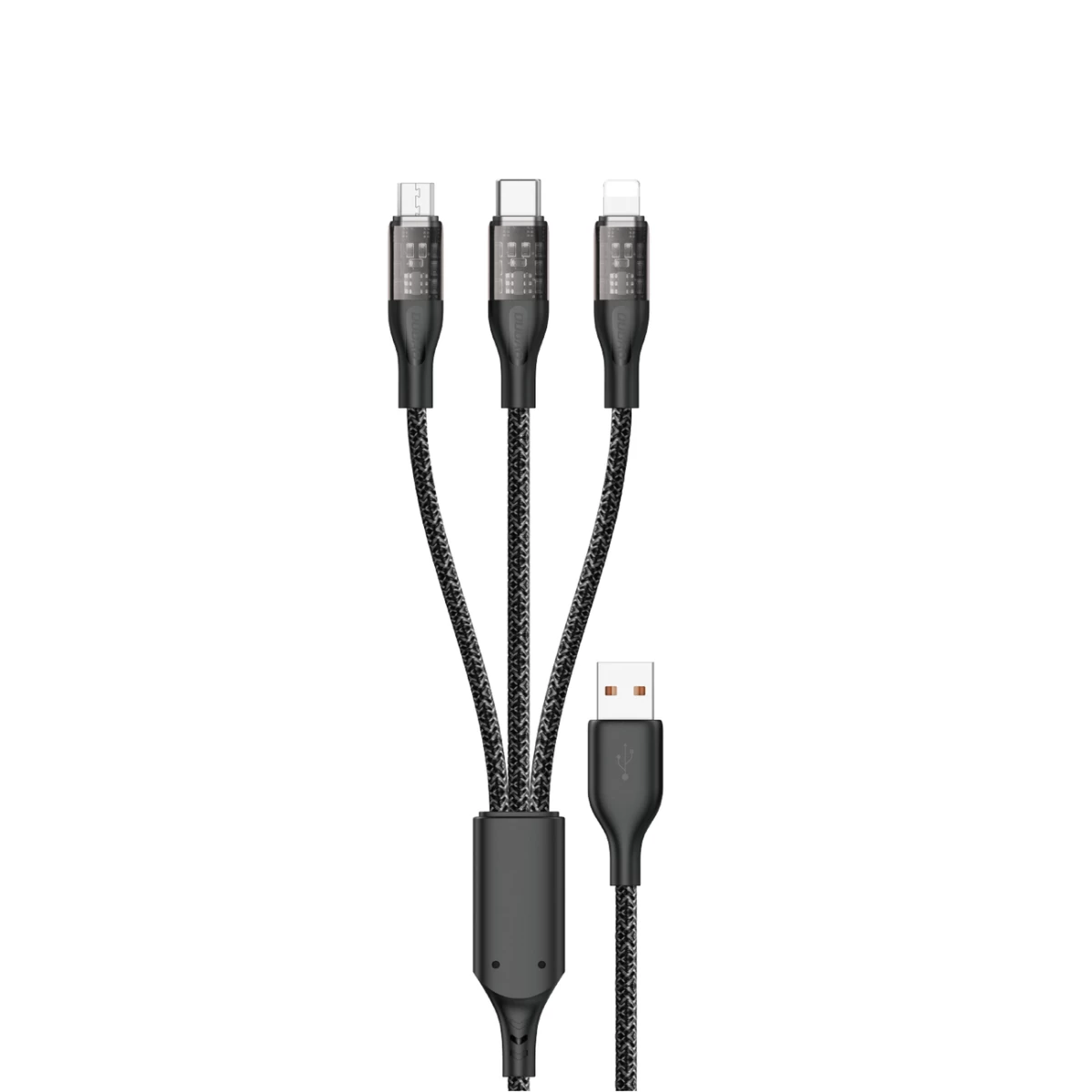 3in1 Usb į Usb-c Microusb Lightning Adapterio Kabelis 120w 1m Sidabrinės Spalvos