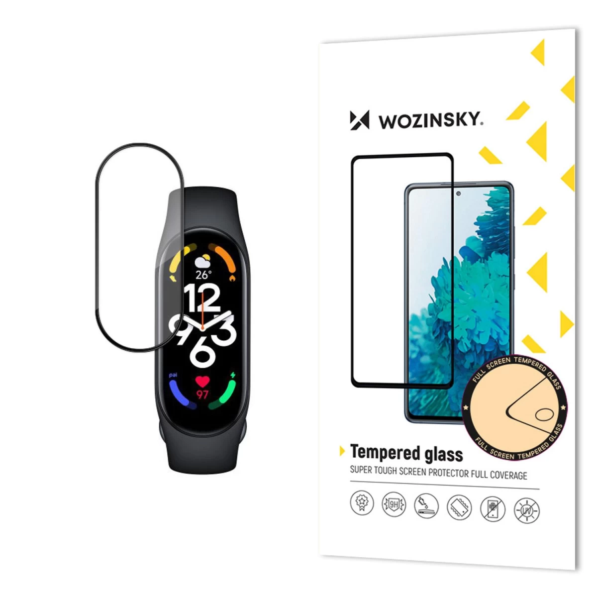 Wozinsky Full Glue Xiaomi Mi Band 7 Ekrano Grūdintas Stiklas Juodas