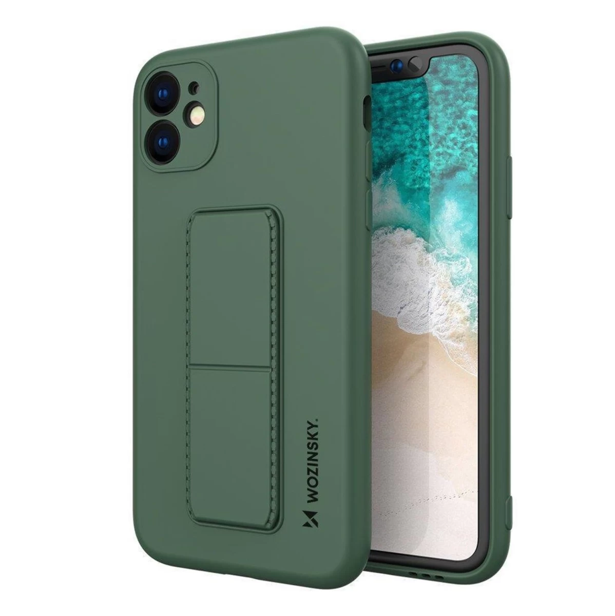 Wozinsky Kickstand Case Silikoninis Dėklas Iphone 12 Pro Max Tamsiai žalias