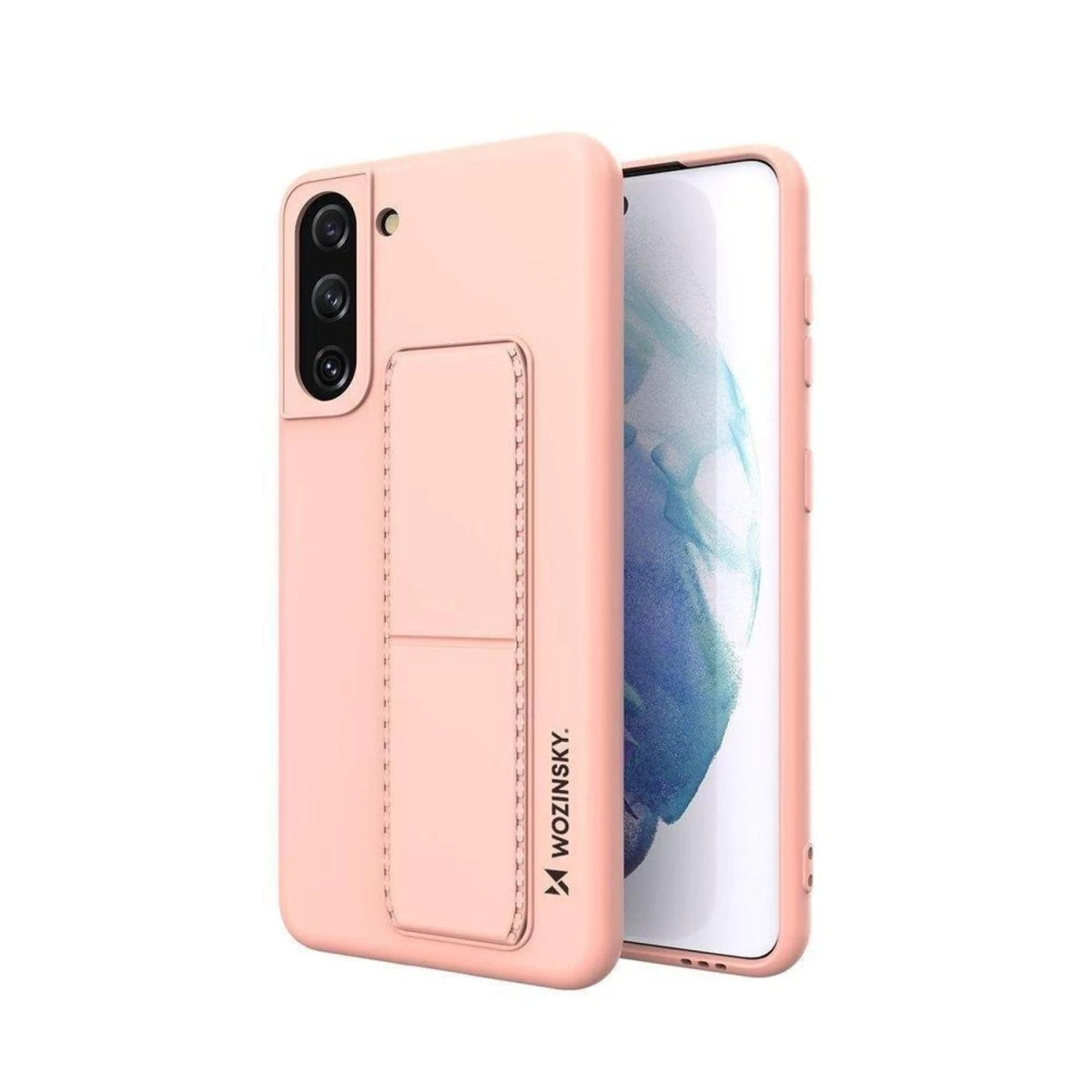 Wozinsky Kickstand Silikoninis Dėklas Samsung Galaxy S21+ 5g Rožinės Spalvos