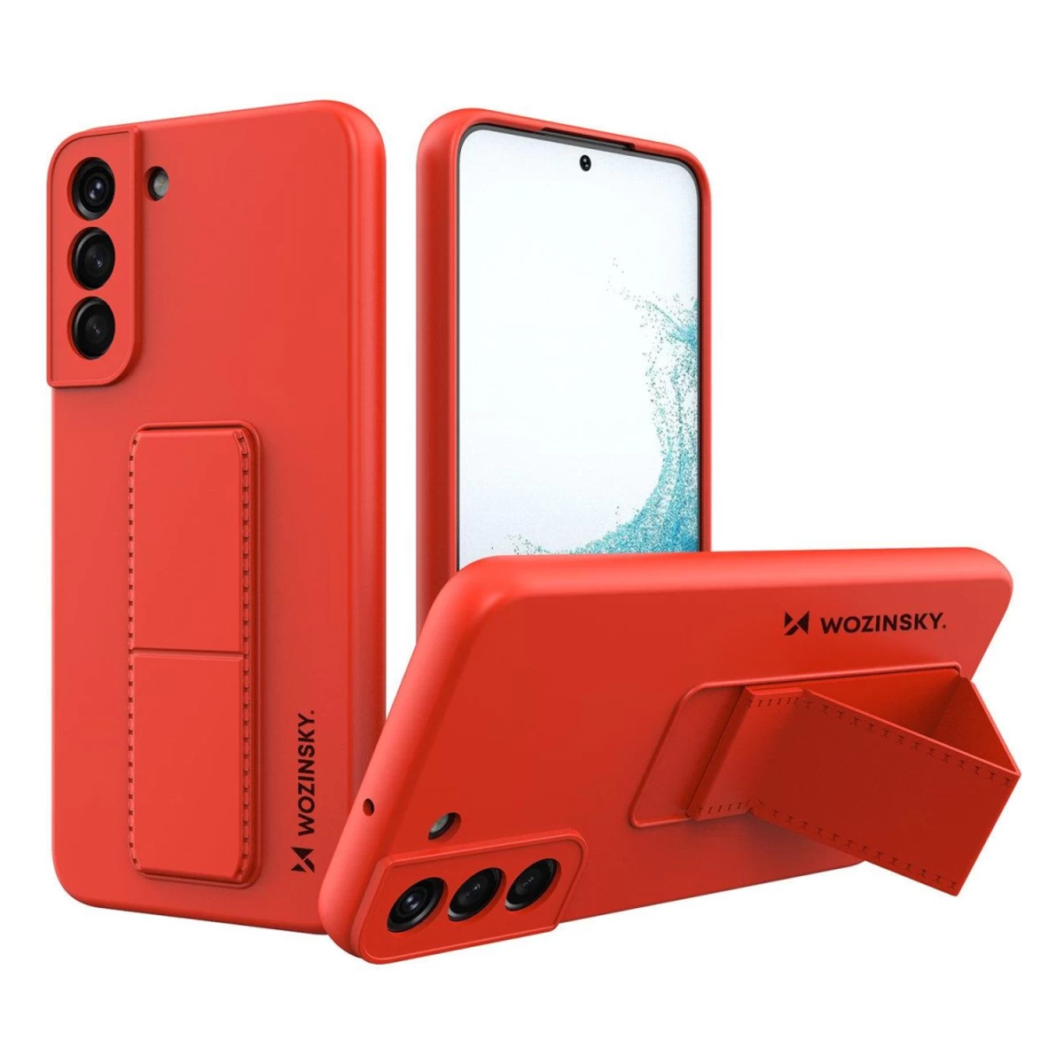 Wozinsky Kickstand Silikoninis Dėklas Samsung Galaxy S22+ Raudonas