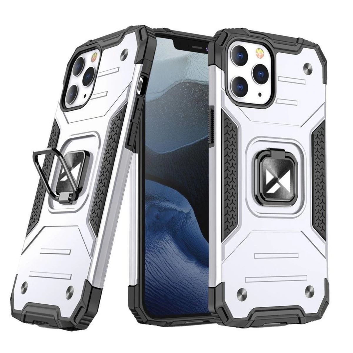 Wozinsky Ring Armor Hibridinis šarvuotas Dėklas + Magnetinis Laikiklis Iphone 13 Sidabrinis