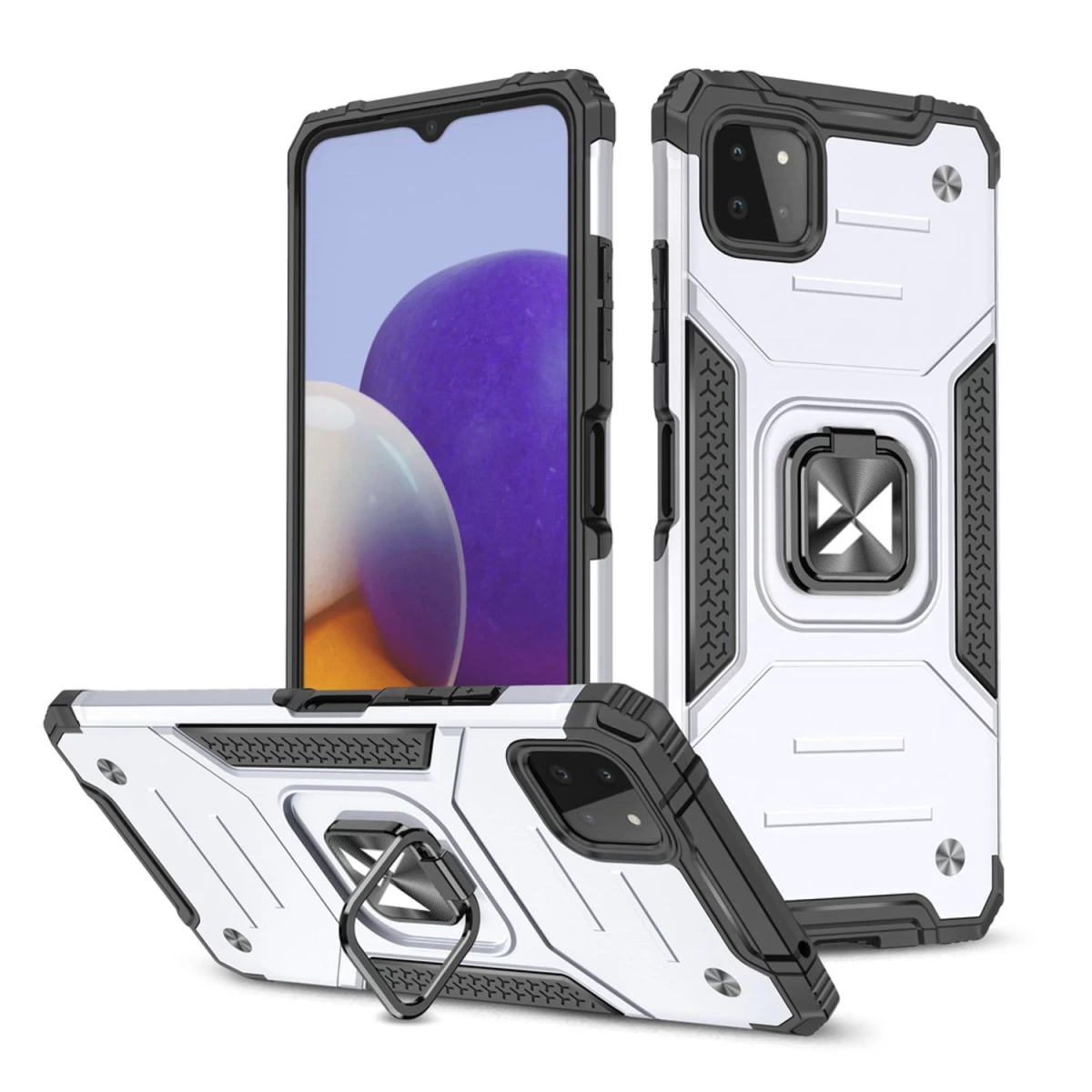 Wozinsky Ring Armor šarvuotas Hibridinis Dėklas + Magnetinis Laikiklis Samsung Galaxy A22 4g Sidabrinis Wozinsky Ring Armor šarvuotas Hibridinis Dėklas + Magnetinis Laikiklis Samsung Galaxy A22 4g Sidabrinis