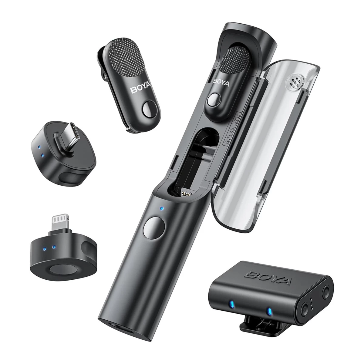 4-in-1 2,4 Ghz 2,4 Ghz Usb-c Belaidžio Mikrofono Rinkinys Magic-02 - Juodas