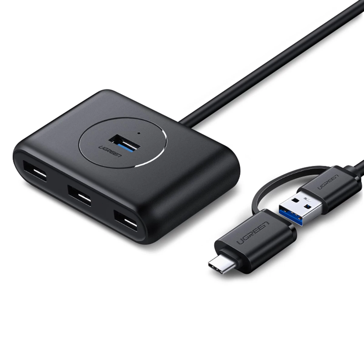 4-in-1 Hub Adapterio šakotuvas Usb-a/c į 4x Usb 3.0 5gb/s 1m Juodas 4-in-1 Hub Adapterio šakotuvas Usb-a/c į 4x Usb 3.0 5gb/s 1m Juodas