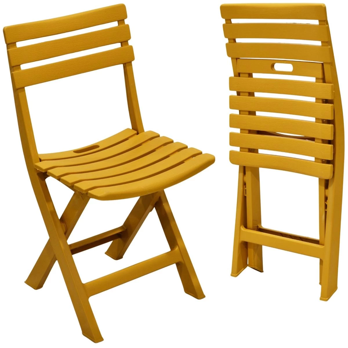 4 Plastikinių Sulankstomų Viešojo Maitinimo Kėdžių Rinkinys Geltonos Spalvos Komodo